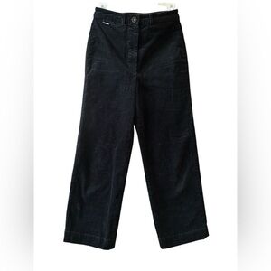 Massimo Dutti Black Straight-Leg Corduroy Pants